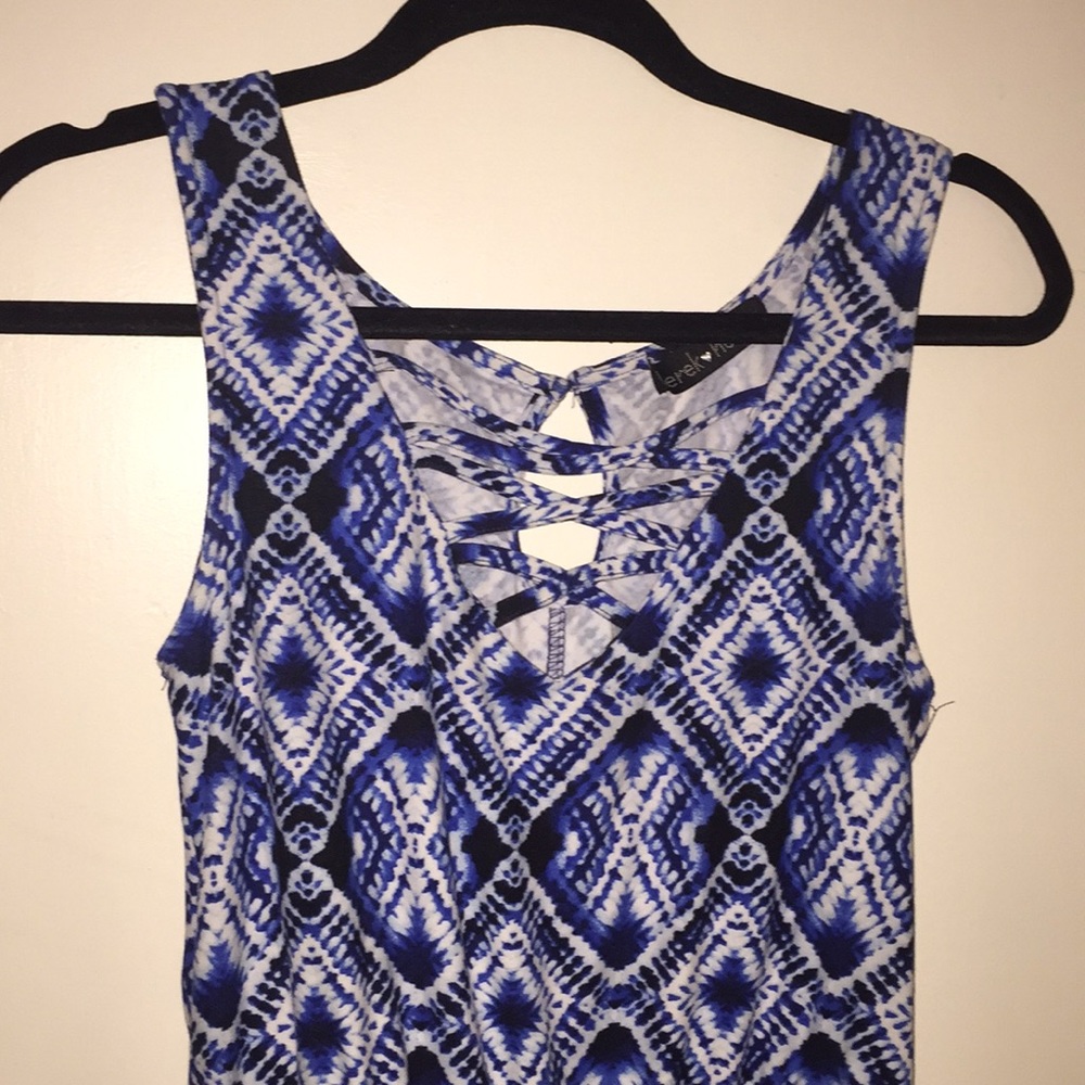 Blue-Patterned Romper - Picture 3 of 4